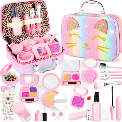 Pretend Makeup for Toddlers Toy Play Makeup Set for Kids 3-5 Toddler Makeup Kit Pretend Cat Toys for Kids Fake Makeup Birthday Gifts Toys for 3 4 5 6 7 8+ Year Old Girls (Not Real Makeup)